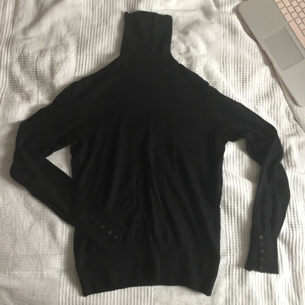 H&M black turtleneck knit with button sleeve